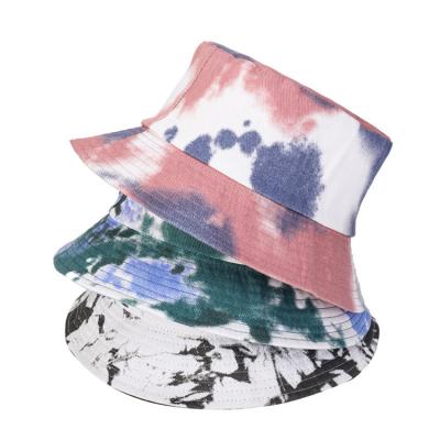 China Popular Casual Wide Brim Bucket Hat Unisex Wide Brim Cotton Tie Dye Cotton Bucket Hats Custom Made Reversible for sale