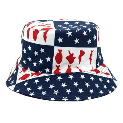 China American Flag Bucket Hat Wide Brim Polyester Sun Hats Unisex Casual Popular Printed Wide Sun Hats Wholesales for sale