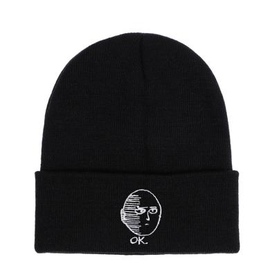 China COMMON Popular Cartoon Character Embroidery Acrylic Knit Hats Logo Winter Beanies Hat Custom Made Simple for sale