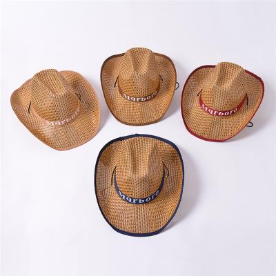 China Fast Shipping Summer Straw Mexican Felt Cowboy Hats Breathable Paper Retro Straw Hat Cheap Image for sale