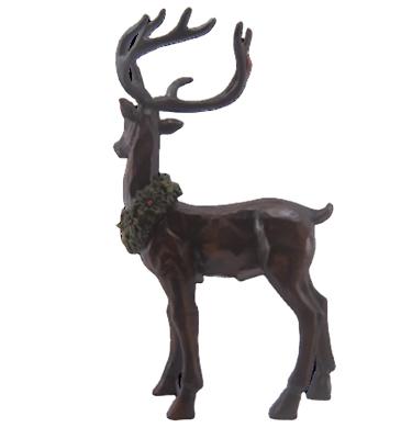 China Poly Resin King Need Innovation Impact Poly Resin Brown Customize Reindeer Wearing Garland Acrylic Reindeer Decoration for sale