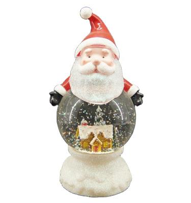 China Wholesale Christmas Acrylic Resin Plastic Christmas Santa Figurine Clear Glitter Water Glass Globe for sale