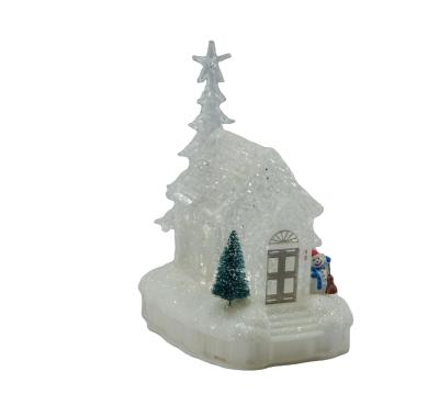 China Chistmas Day Newly Designed Snow House in Winter Handwork and Christmas Light for Indoor Decoration for sale