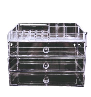 China /PS Viable Wholesale Acrylic Transparent Four Layer Cosmetic Organizer Jewelry Box With Square Detachable Drawers for sale