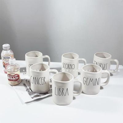 China New Design Fashion Home Viable Wholesale Hotel Restaurant Reusable Luxury Ceramic Mug With Letters for sale