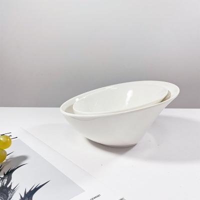 China Stock cheap creative slant mouth salad bowl fruit bowl wedding restaurant ceramic holiday stored meal spaghetti bowl for sale