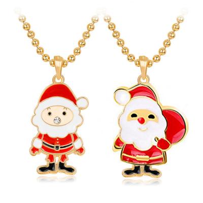 China CLASSIC Custom Christmas Jewelry Santa Claus Pendant Necklace Women Luxury Gold Plated Christmas Series Alloy Snowman Pendant for sale