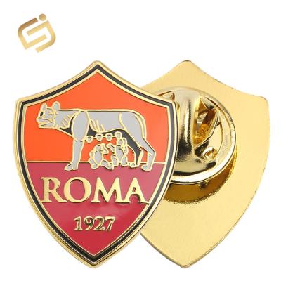 China Europe Design Your Own Badges Symbolize Sports Hard Enamel Metal Pin Custom Roma Football Club Pin Badges for sale