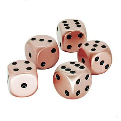 China zinc alloy/iron/brass iron/aluminum/stainless/etc. Copper Logo Gold Game Dice Custom Printing Custom Made High Quality for sale