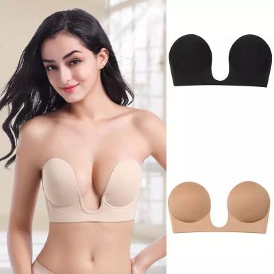 China QUICK DRY Backless Wire Free Strapless Invisible Bra Seamless Silicone Lift Up One Piece U Shape Bralette Bras for sale