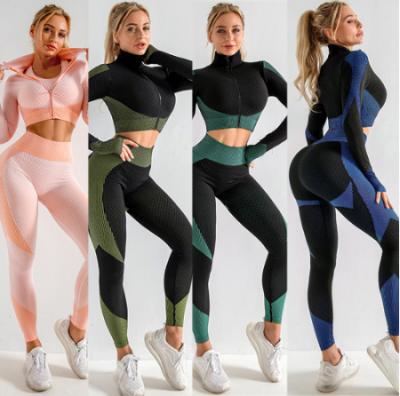 China Yoga Set Gym Women Sport Suit Breathable Seamless Workout Clothes Gaiters Bra Sets Jogging Workout Sports Training Activewear for sale