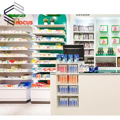 China Modern Chinese medicine cabinet shelf drug cabinet counter modern pharmacy shelf display design for hospital clinic for sale