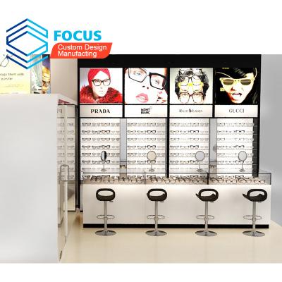 China Optical Decoration Wooden Optical Display Shop Glass Retail Shop Showcase For Optical for sale