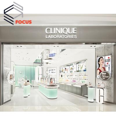 China Good Quality Cosmetic Shop Cosmetic Store Display Cosmetics Shop Counter Design Interior Decorative Furniture for sale