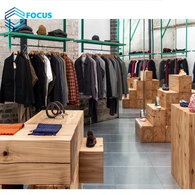 China Mens Store Boutique Wooden Clothing Store Fittings Customized Men Clothes Stores Clothing Shops Display Stands for sale