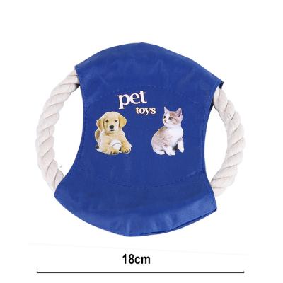 China Viable Wholesale Customization 18cm Diameter Cotton Corduroy Throw Flying Discs Dog Rope Ring Chew Toys for sale