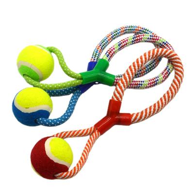 China Cotton Viable Rope Bite Pet Molar Teeth Cleaning Large Traction Dog Chewing Rope Toy Tennis Ball for sale