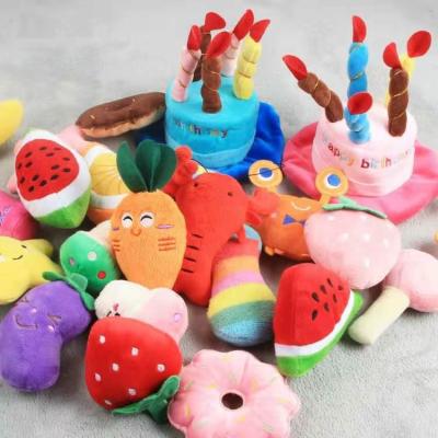 China Viable Creative Fruit Vegetable Stuffing Pet Toys Puppy Pet Chew Plush Dog Squeaky Toy for sale