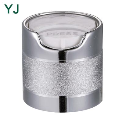 China Non Spill Wholesale Silver Gold Plastic Bottle Anodized Press Screw Aluminum Disc Cap For Shampoo Bottle for sale