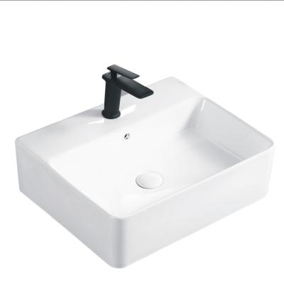 China New Style Easy Clean European Ceramic Basin Hot Selling Design Square Slim Wash Basin for sale