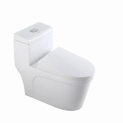 China Double-Flow One-Piece White Ceramic Toilet WC Toilet Set Modern Commode Toilet Centerline for sale