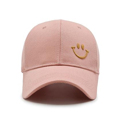 China COMMON Soft Hat Hat 6 Panel Cotton Smile Face Embroidered Baseball Caps For Women for sale