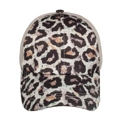 China COMMON Order Quantity Summer Mesh Ball Caps Custom Baseball Cap Leopard Print Premium Trucker Hat for sale