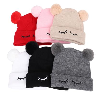 China Imitate Animal 2021 New Products Durable 6 Color Polyester Embroidery With Pom Pom Winter And Autumn Warmer Kids Winter Hats For Daily Wear for sale