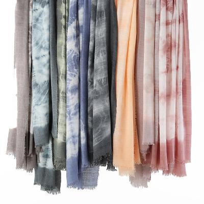 China 2021 Newest Colors Polyester Cotton Tie Dye Winter Fashionable Newest Pattern Ladies Warm Scarf for sale