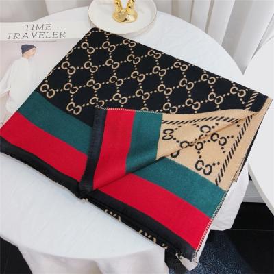 China Ladies Luxury Winter Women's Scarf Cashmere Double-Sided Shawl Designer Imitated Silk Fabric Brand Thick Warm Scarf for sale