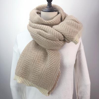 China Hot Selling Long Six Colors Polyester Jacquard Casual Autumn Decorated Stripe Ladies Knitted Scarf for sale