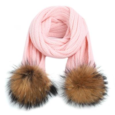 China Simple Autumn Fashionable Nine Colors 192*14Cm Manufacturer Pompom Ladies Knitted Long Scarf Decorated for sale