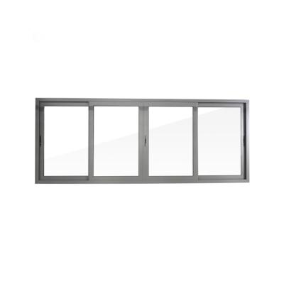 China Sliding Double Layer Tempered Glass Sliding Window 3 Track Aluminum Sliding Window for sale