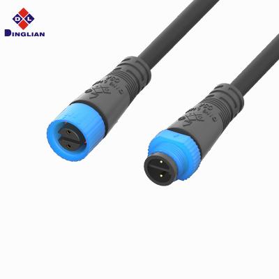 China 2P IP67 M15 Square 2x1.0 Rubber Wire Industry Outdoor Ignition Wire Waterproof Male Female Automated Connector for sale