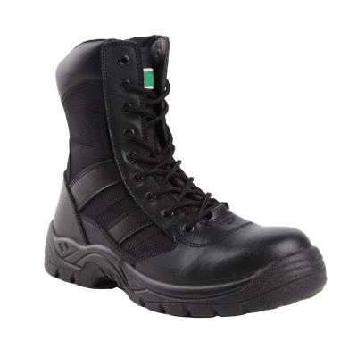 China Classic Comfortable Genuine Leather Army Military Boots Police Shoes Steel Toe Zip Fastener Boots For All Seasons for sale