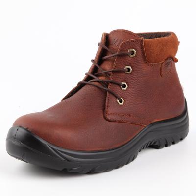 China Fashion Trend Men Factory PU Injection Brown Leather Waterproof Safety Shoes Fashion Boots For Worker for sale