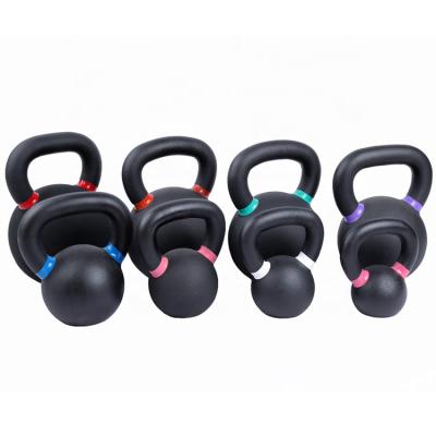 China Durable Wholesale Custom Color Ring Powder Coated Cast Iron Kettlebell Logo Home Gym Exercise for sale