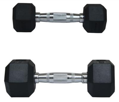 China Crossfit / Athletics Hexagon Rubber Wrapped Dumbbell With Ergo Grip 2019 for sale