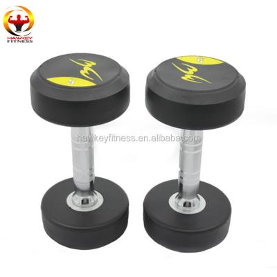 China Athletics Crossfit / Crossfit Dumbbell Gym Fixed Round PU Coated Dumbbell for sale