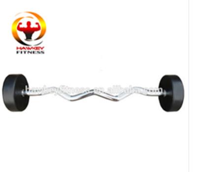 China Comfortable Round Rubber Dumbbell With Loop Rubber Bar Dumbbell Weight Set for sale