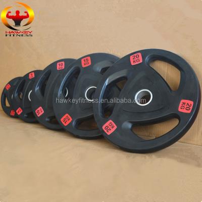 China Tri Rubber+cast Iron Grip Rubber Coated Flat Weight Bumper Plate Whole Sale for sale