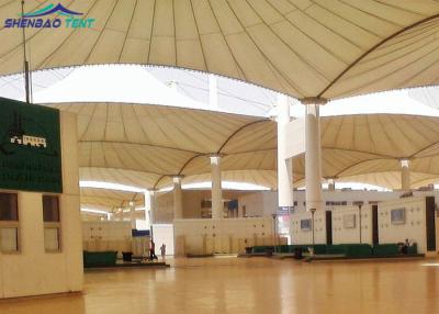 China White Tensile Shade Structures Flexible Waterproof Fireproof Tensile Canopy Structures  for sale