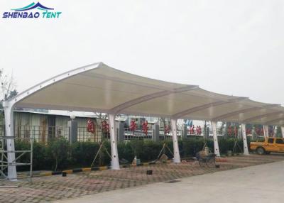 China White PVDF Fabric Tensile Roof Car Parking Tensile Structure Shed And Awning for sale