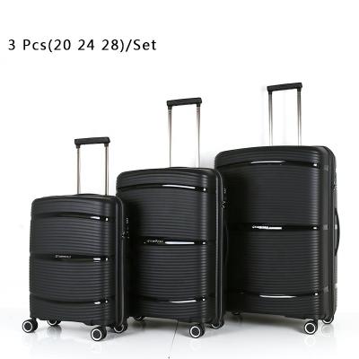 China New Design PP Trolley Luggage 3pcs Set 100% Hard Luxury PP Shell Suitcase Travel Luggage Suitcase for sale