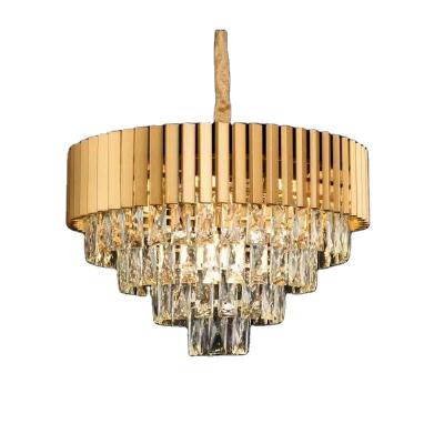 China Garden LED Stainless Steel Lamp Hotel Living Room Luxury Modern K9 Crystal Chandeliers Hanging Pendant Lights for sale