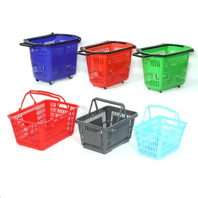 China Environmental Friendly Shopping Basket Customized Plastic Carry Supermarket Wholesale Shopping Colors Supermarket Baskets for sale