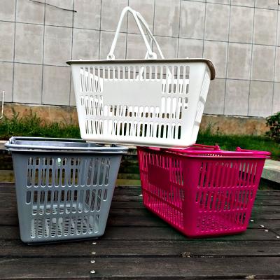 China Environmental Friendly Shopping Basket Handle Plastic Material Red Blue Green Custom Supermarket Shopping Shopping Baskets for sale