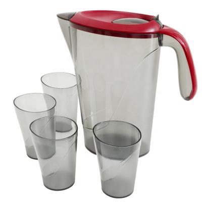 China Viable With 4 Cups Drinks 1.8L Jug Container Plastic Viable Cold Water Kettle Set for sale