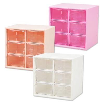 China 6 Grid Viable Stackable Desktop Stationery Jewelry Organizer Clear Plastic Drawer Storage Box for sale