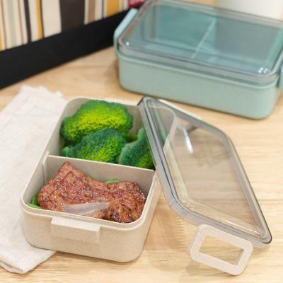 China Wheat Straw Kids Microwavable Reusable Airtight Portable Bento Style Lunch Boxes for sale